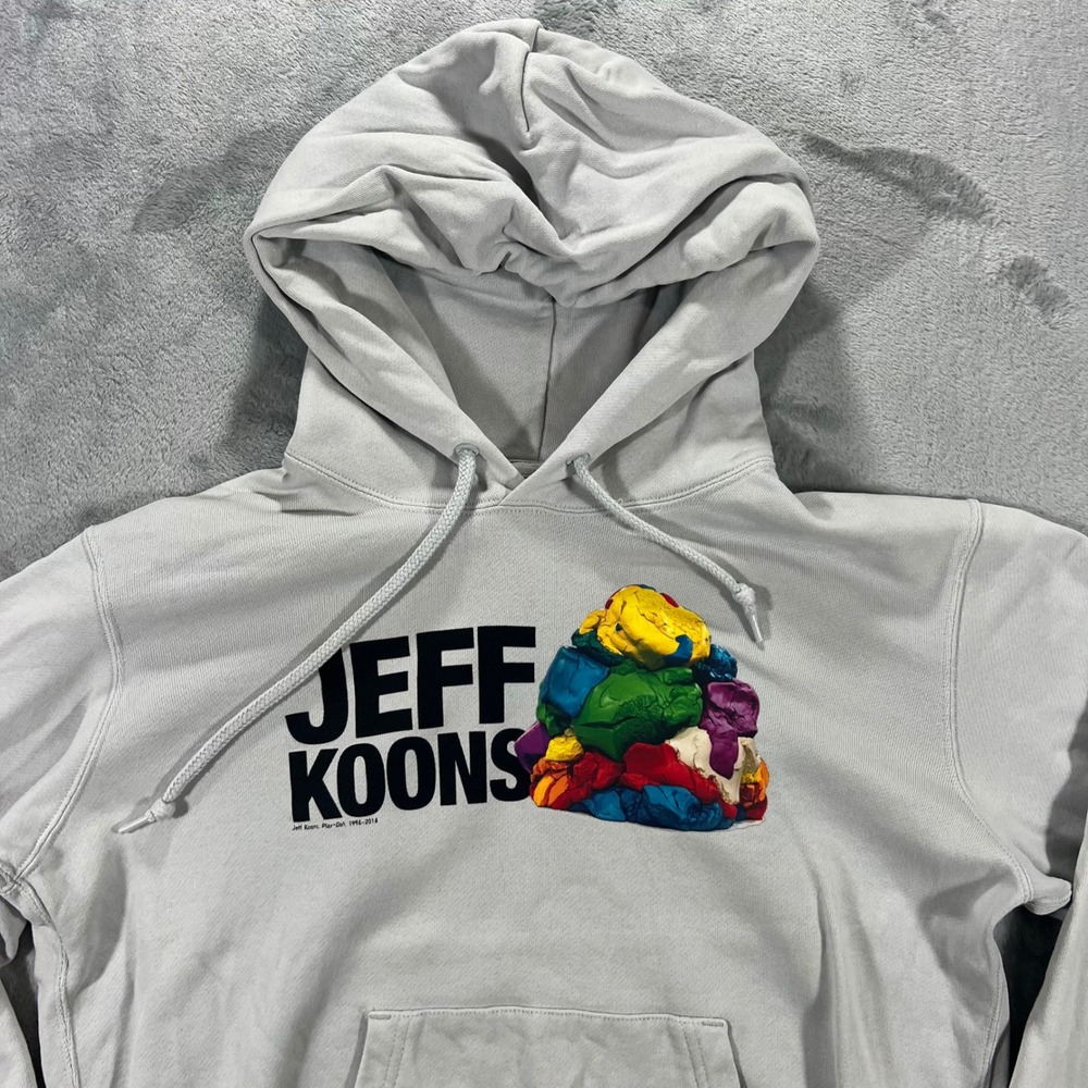 UNIQLO Jeff Koons Graphic Hoodie Mens XS Gray Stained 341-443822 Art Print Merch